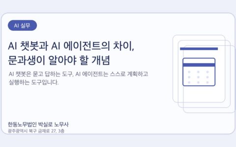 광주노무사 한동노무법인 박실로 노무사 - AI 챗봇과 AI 에이전트의 차이, 문과생이 알아야 할 개념 대표이미지