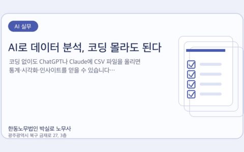 광주노무사 한동노무법인 박실로 노무사 - AI로 데이터 분석, 코딩 몰라도 된다 대표이미지