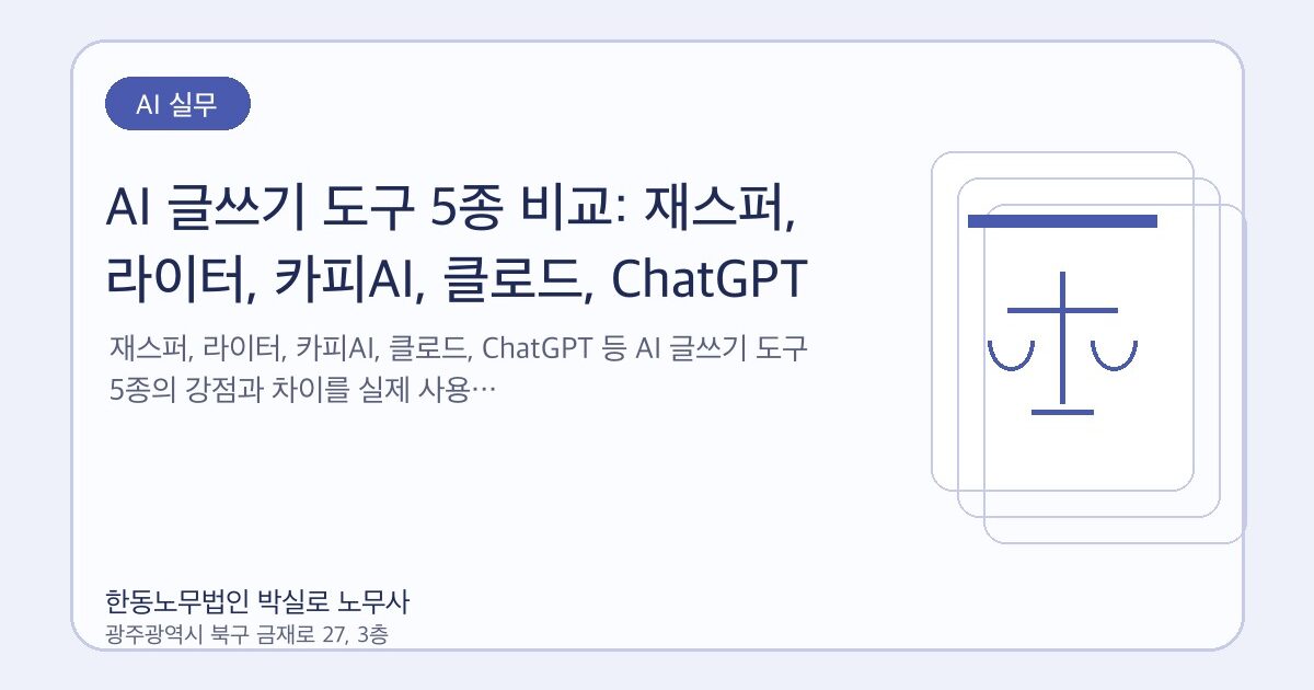 AI 글쓰기 도구 5종 비교: 재스퍼, 라이터, 카피AI, 클로드, ChatGPT