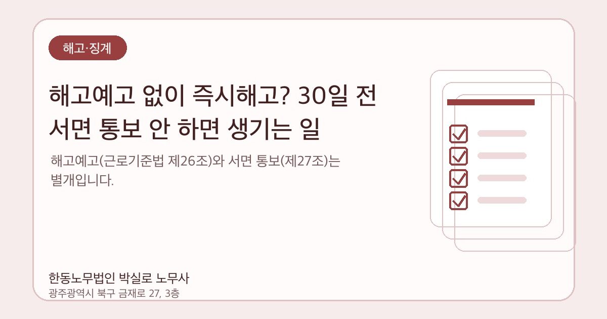해고예고 없이 즉시해고? 30일 전 서면 통보 안 하면 생기는 일