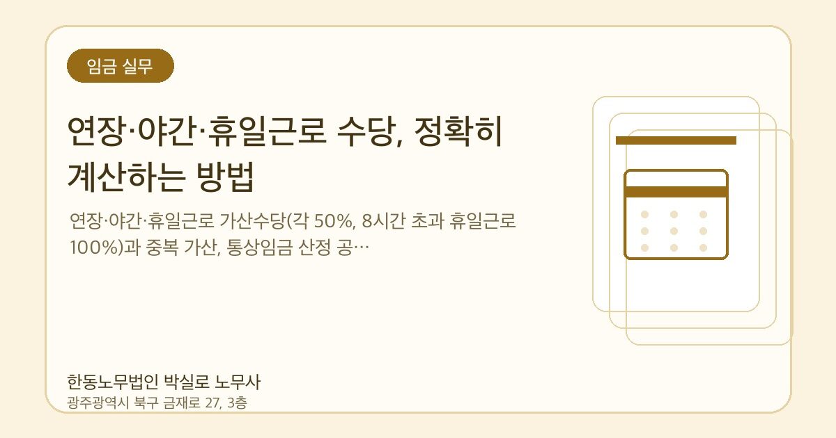 연장·야간·휴일근로 수당, 정확히 계산하는 방법