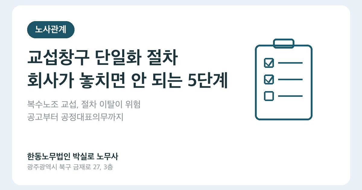 교섭창구 단일화 절차, 회사가 놓치면 안 되는 5단계 타임라인