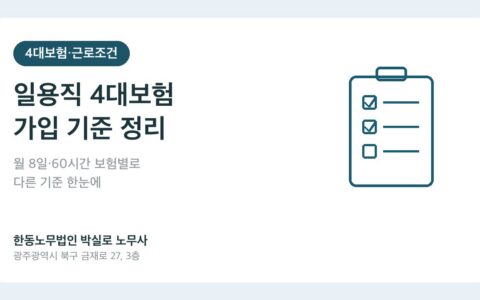 일용직 4대보험 가입 기준 — 월 8일·60시간 넘으면 어떻게 달라지나요?