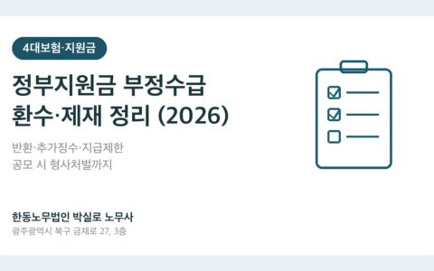 광주노무사 박실로 노무사 - 정부지원금 부정수급 적발되면 — 환수·가산금·사업주 제재 한눈에 정리 (2026) 대표이미지
