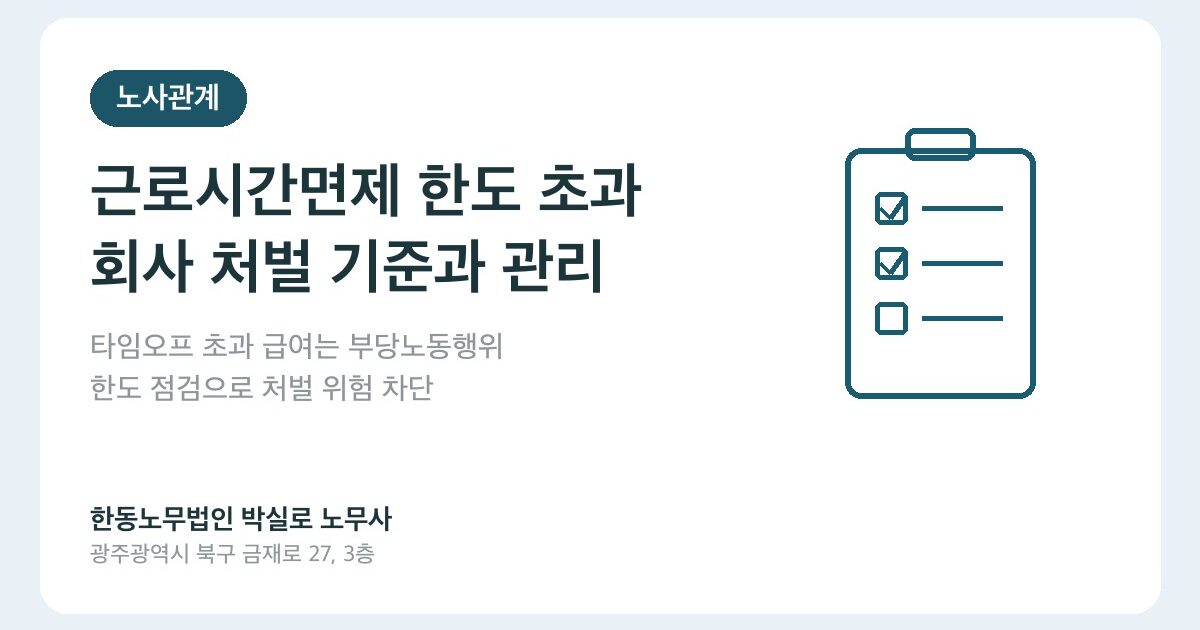 근로시간면제(타임오프) 한도 초과, 회사가 처벌받는 기준과 관리 방법