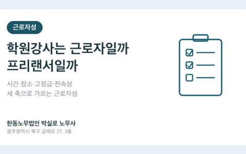 학원강사가 근로자인지 프리랜서인지, 이 3가지로 결론 납니다