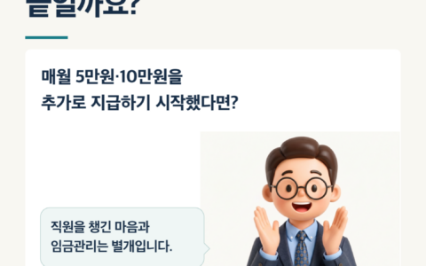 병동수당 10만원, 임금대장에만 넣으면 끝일까요? 박실로 노무사 캐릭터가 근로조건 변경과 통상임금 점검을 안내하는 카드뉴스 표지